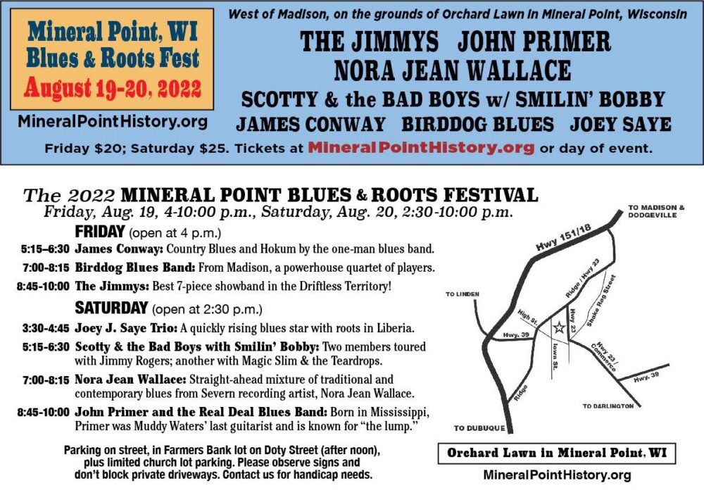 Mineral Point Blues Festival information panel